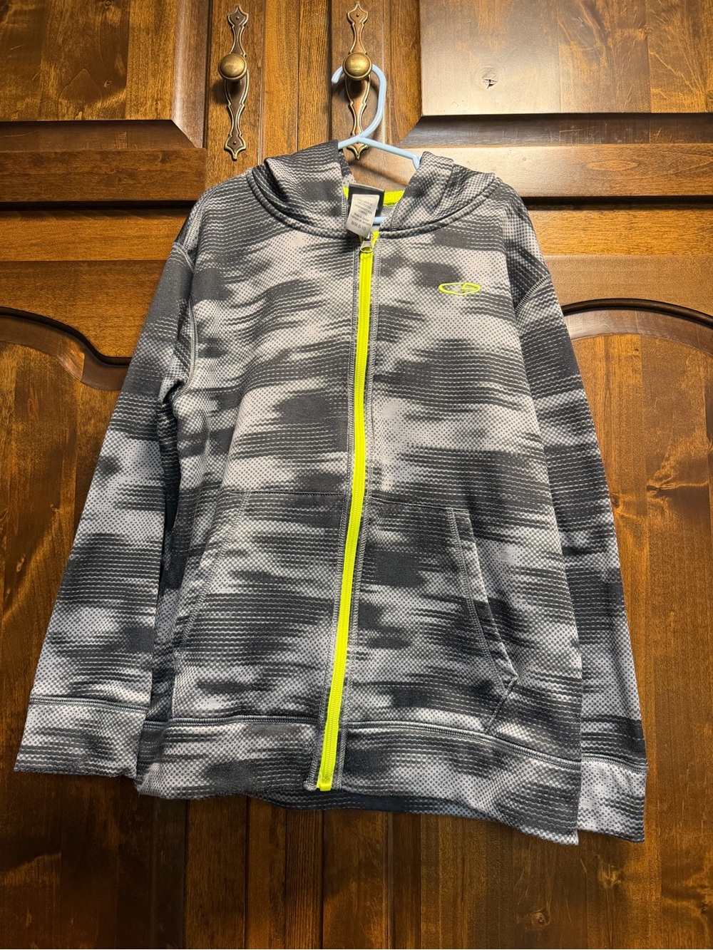 Champion Kids Hooded zip up - Gray with Neon Yellow Trim